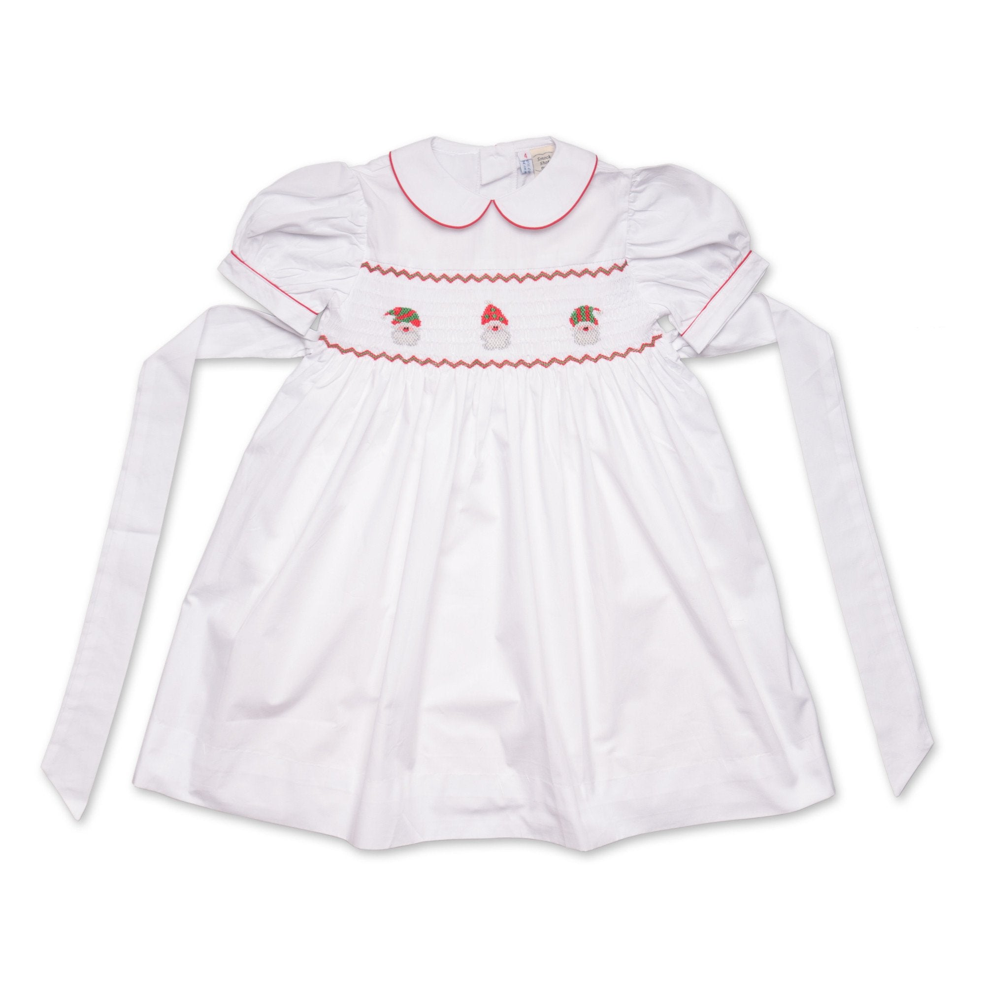 Lulu White Santa Smock Dress - Cou Cou Baby